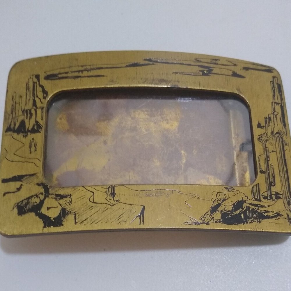 Vintage Dessert Scene DIY Brass Buckle Add Your Own Insert Southwest Western